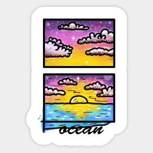 evening ocean Sticker